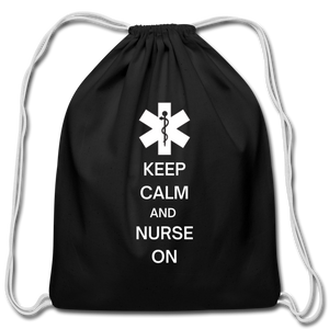 Keep Calm & Nurse On Drawstring Bag - black