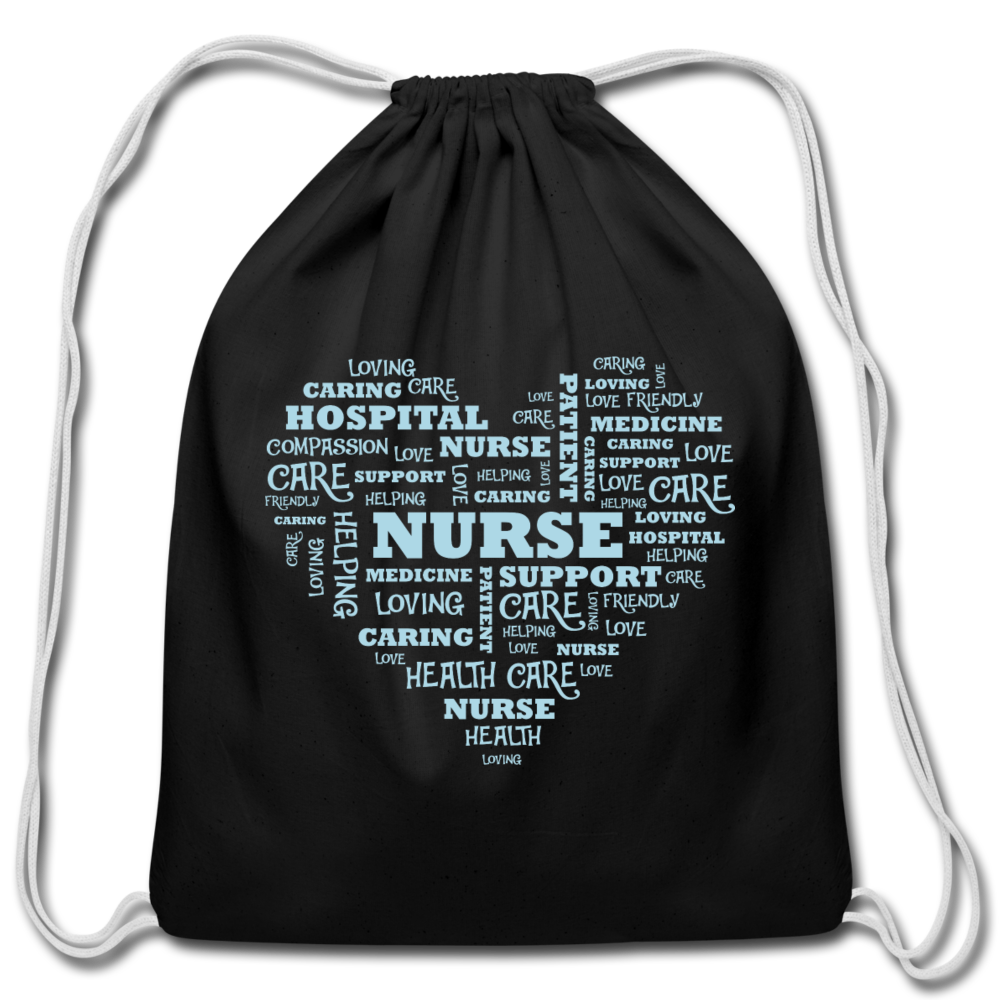 Nurse Typography Drawstring Bag - black