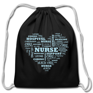 Nurse Typography Drawstring Bag - black
