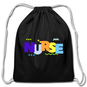 Colorful Nurse Drawstring Bag - black