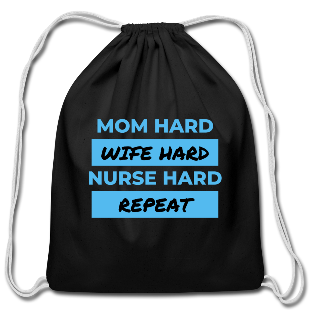 Mom Wife Nurse Drawstring Bag - black