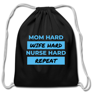 Mom Wife Nurse Drawstring Bag - black