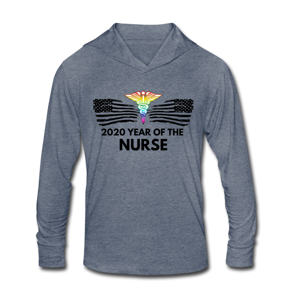 2020 Year Of The Nurse Unisex Tri-Blend Hoodie Shirt - heather blue