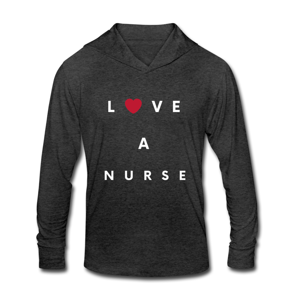 Love A Nurse Unisex Tri-Blend Hoodie Shirt - heather black