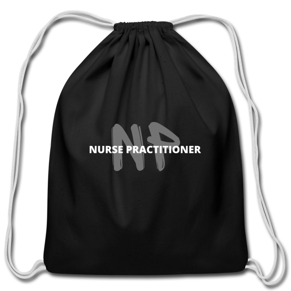 Nurse Practitioner Cotton Drawstring Bag - black