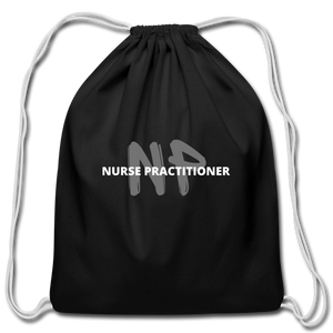 Nurse Practitioner Cotton Drawstring Bag - black