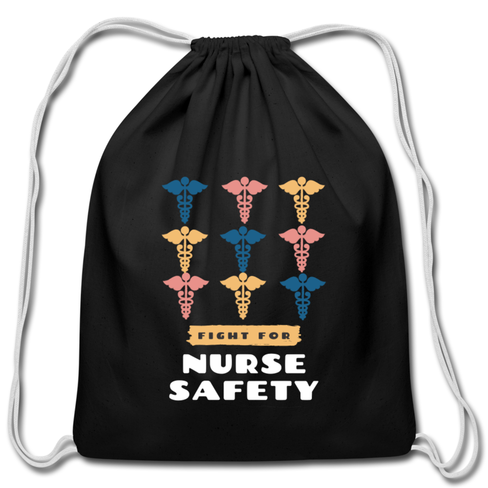 Nurse Safety Cotton Drawstring Bag - black