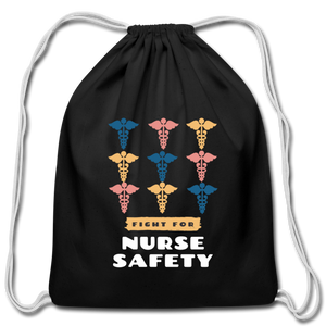 Nurse Safety Cotton Drawstring Bag - black