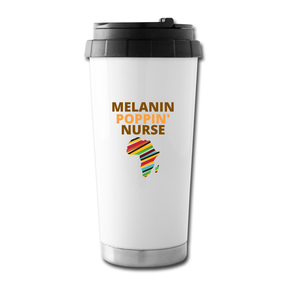 Melanin Poppin' Nurse Travel Mug - white