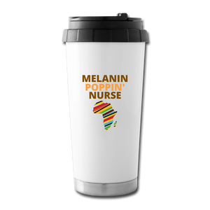 Melanin Poppin' Nurse Travel Mug - white