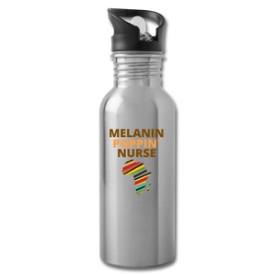 Melanin Poppin' Nurse Water Bottle - silver