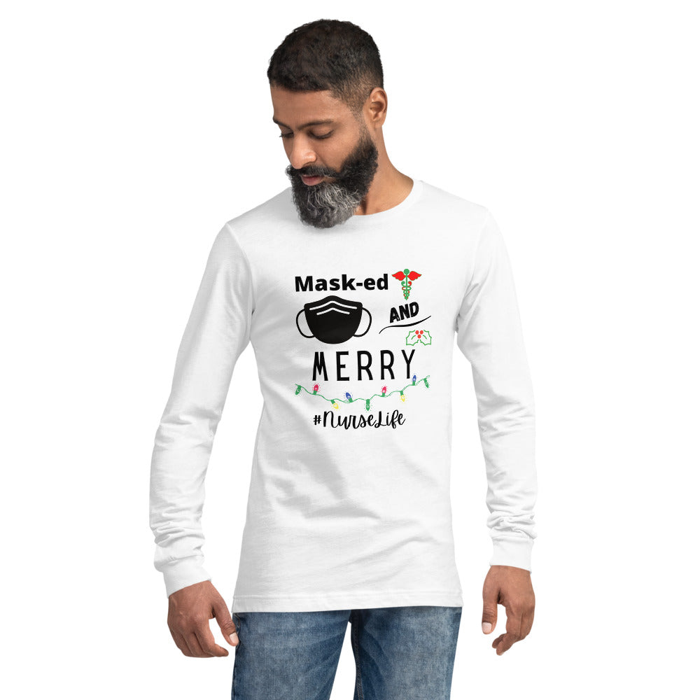 Masked and Merry Unisex Long Sleeve Tee